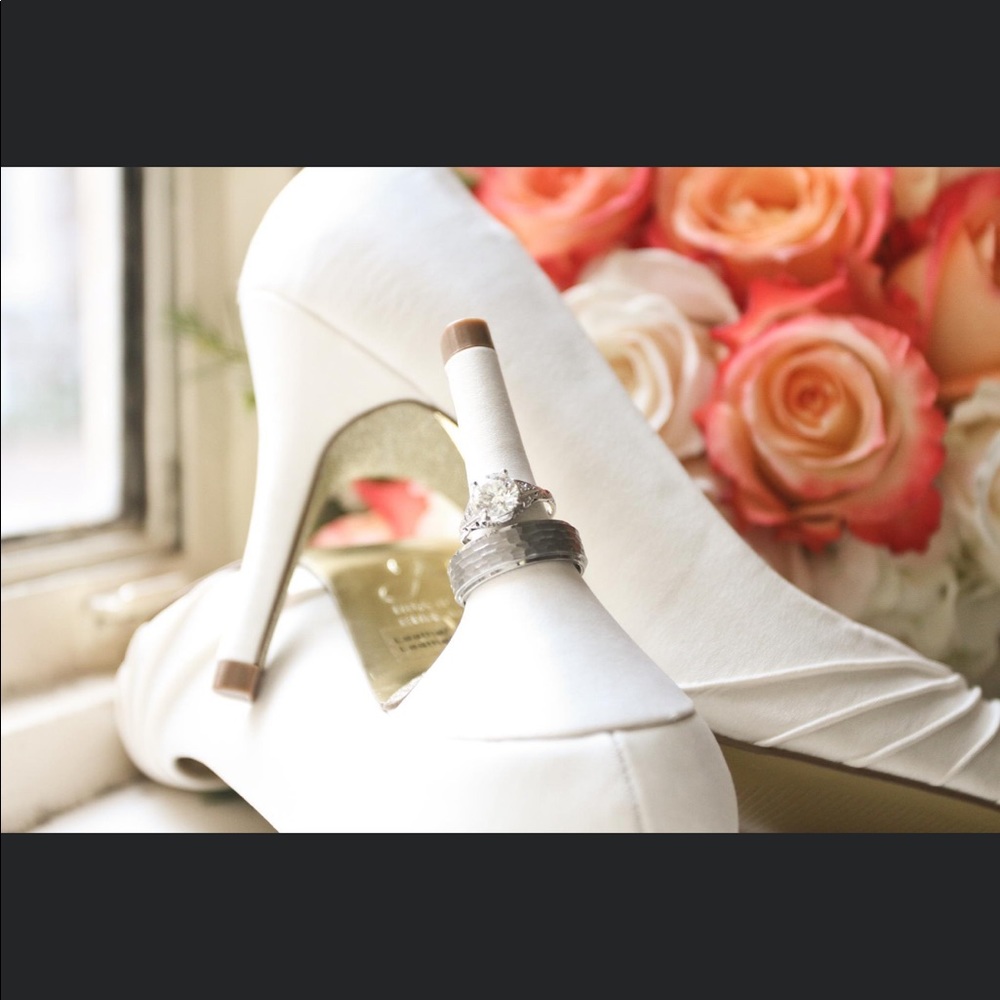 Adrianna Papell Farrel Ivory Satin Peep Toe Heel